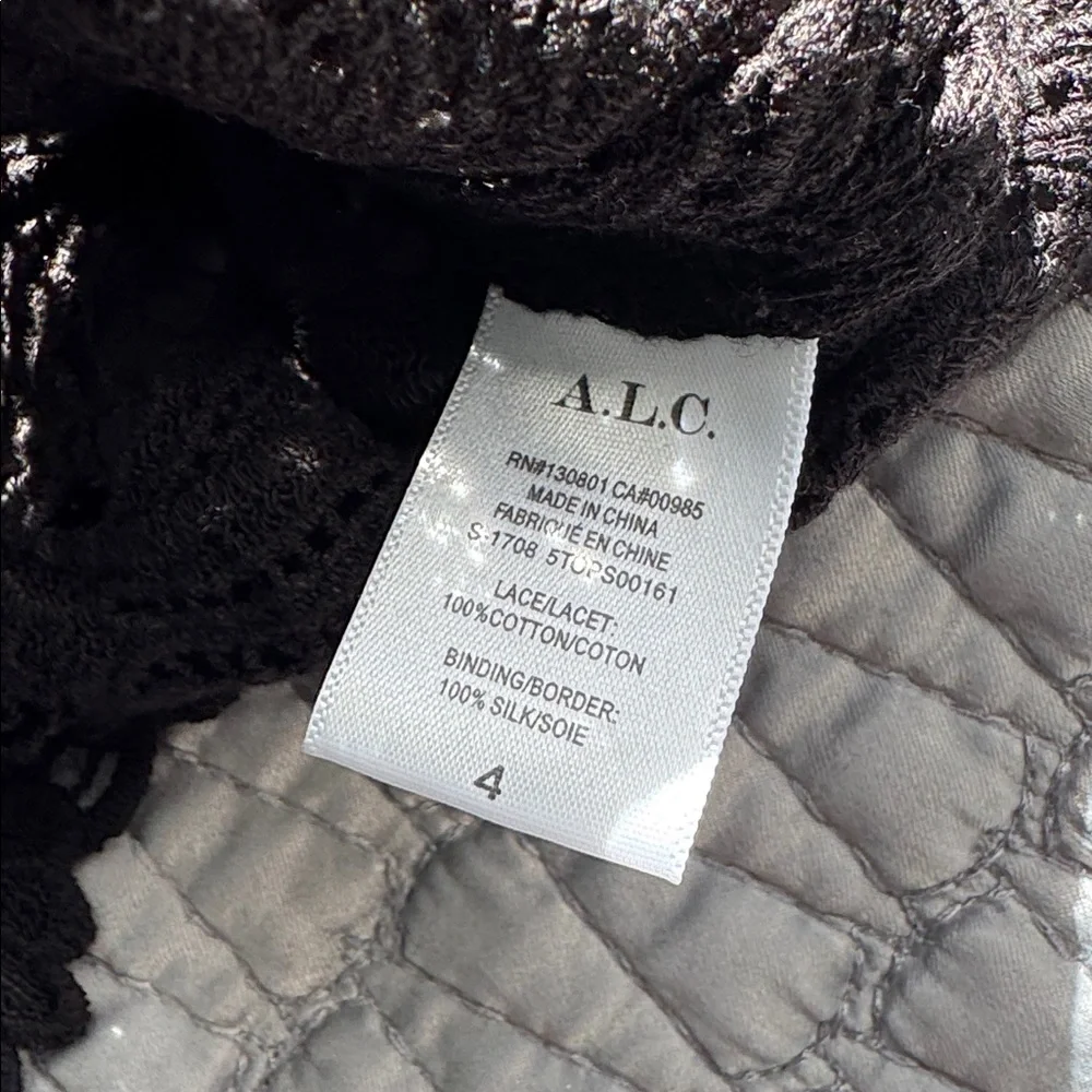 A.L.C. Talia Long-Sleeve Jewel-Neck Cropped Lace Top - Like New, Black, Size 4 - Picture 9 of 9